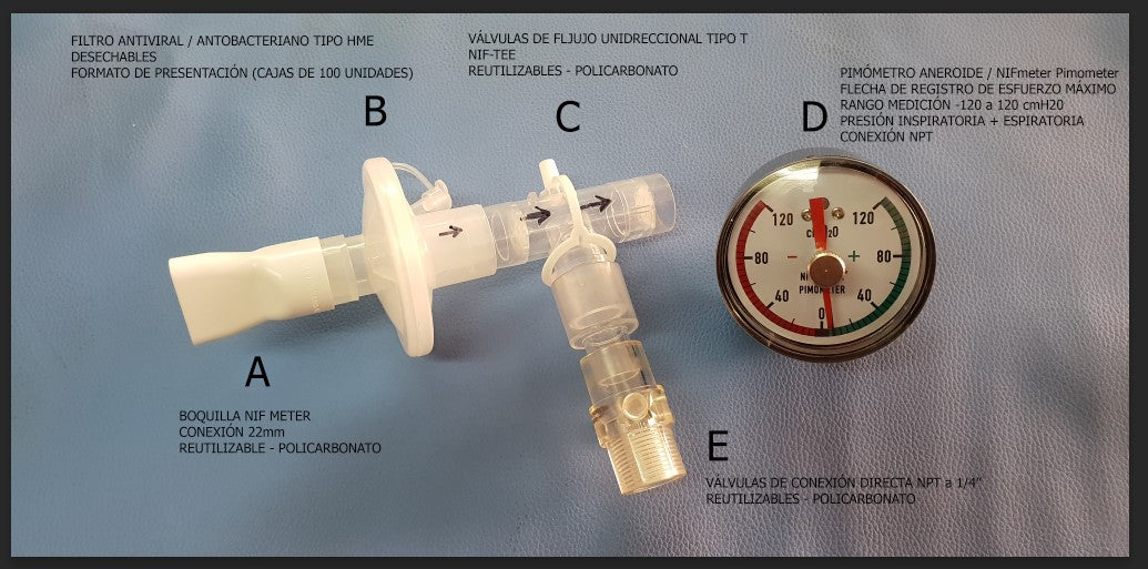 NIF-METER PIMOMETER® / PIMÓMETRO ANEROIDE (-120 a 120 cmH2O) / EVALUACIÓN RESPIRATORIA